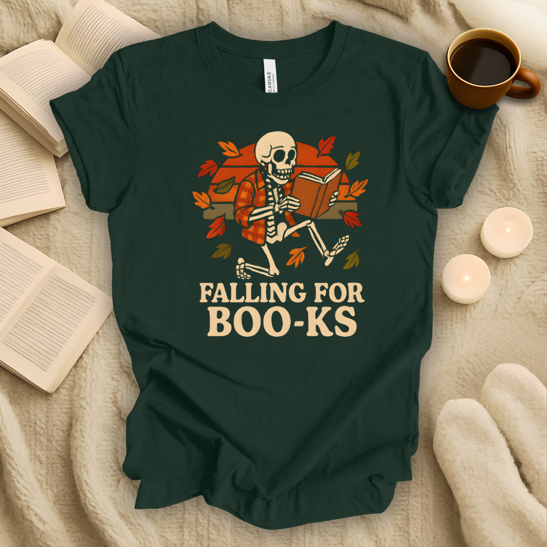 Falling For Boo-ks Halloween T-Shirt