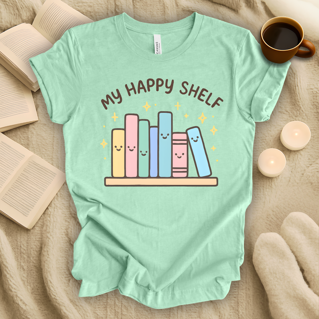 My Happy Shelf Smiling Books T-Shirt