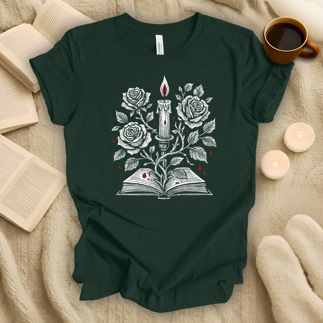 Gothic Rose and Book T-Shirt