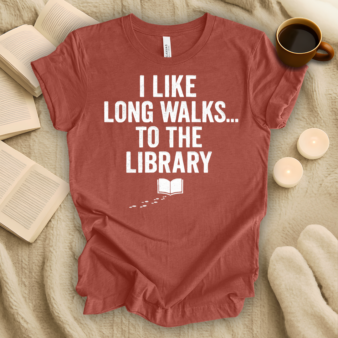 I Like Long Walks..., To the Library T-Shirt