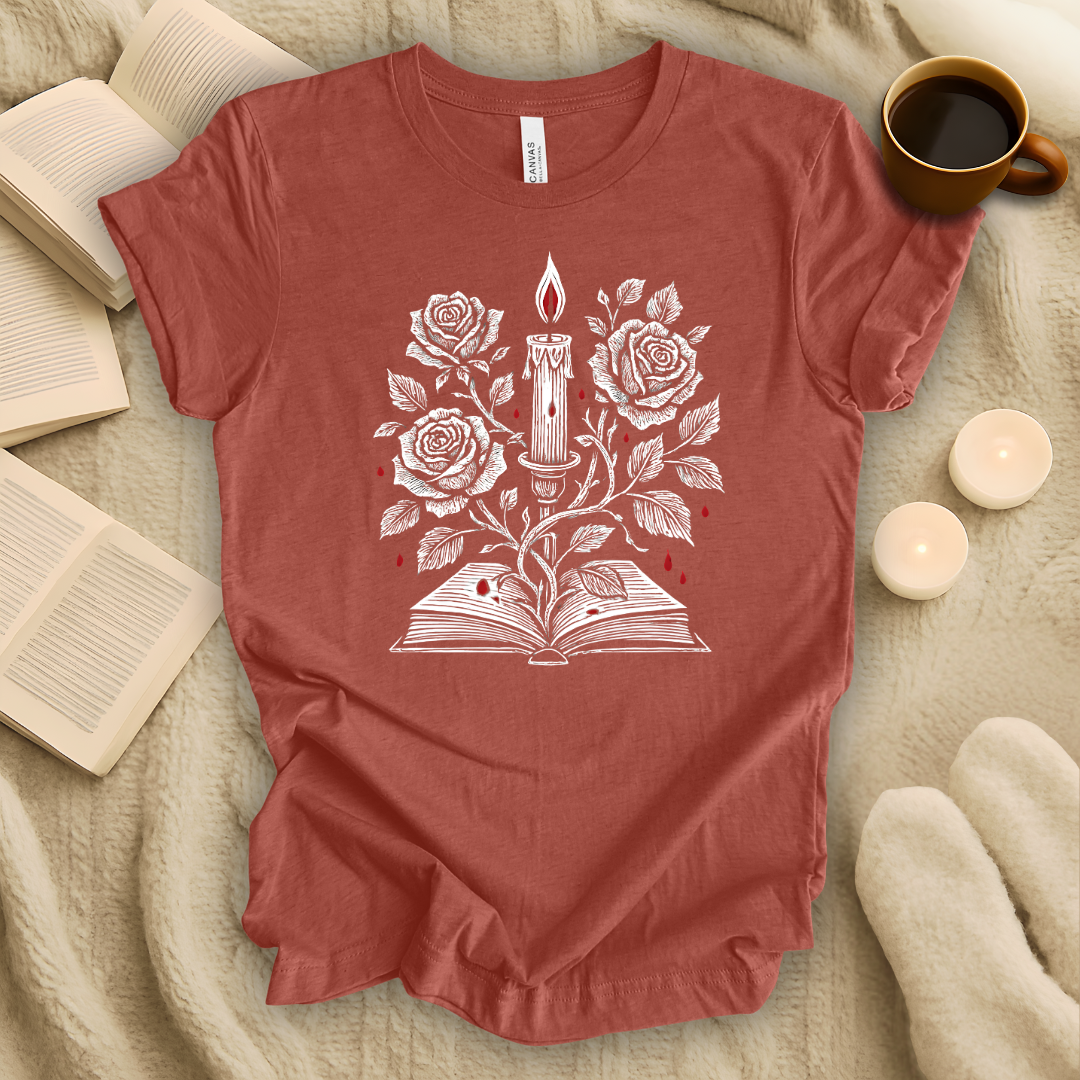 Gothic Rose and Book T-Shirt