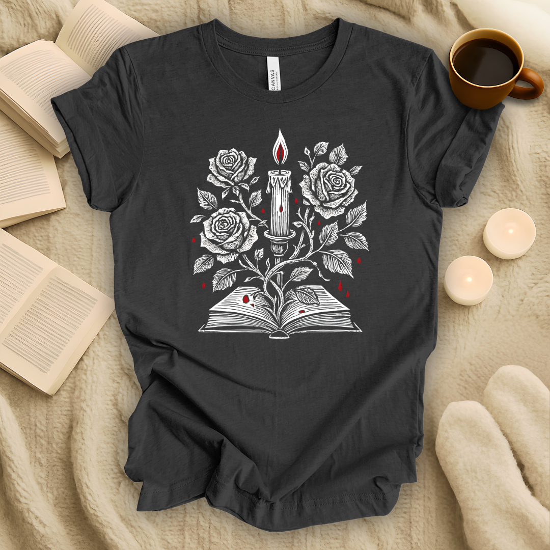 Gothic Rose and Book T-Shirt