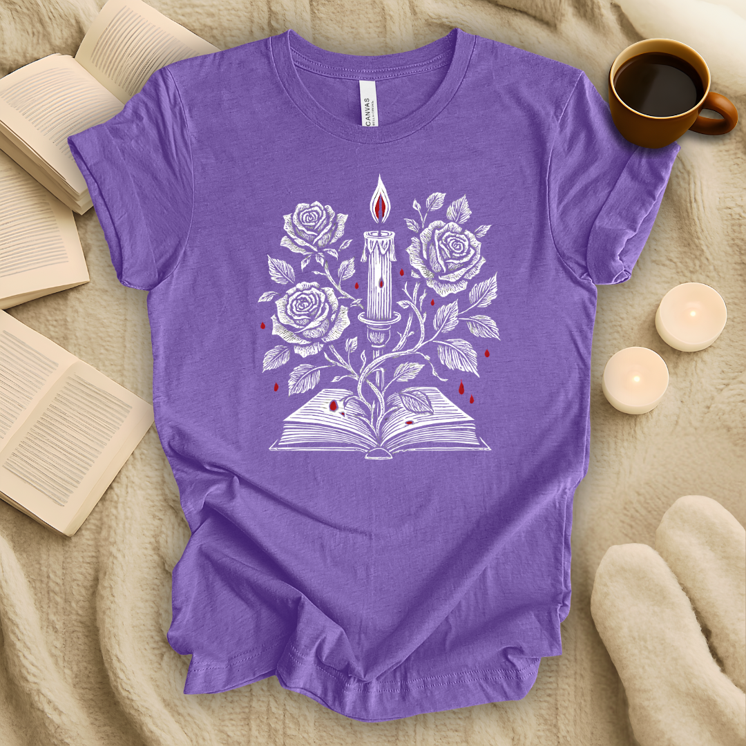 Gothic Rose and Book T-Shirt