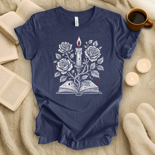 Gothic Rose and Book T-Shirt